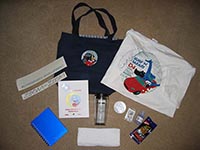 The goodie bag from Surf'N'Safari '04 (Photo by Mark Booth)
