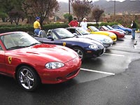 Miatas parked during Surf'N'Safari '04 (Photo by Mark Booth)