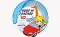 Surf'N'Safari '10 logo: A red Miata full of animals riding a wave